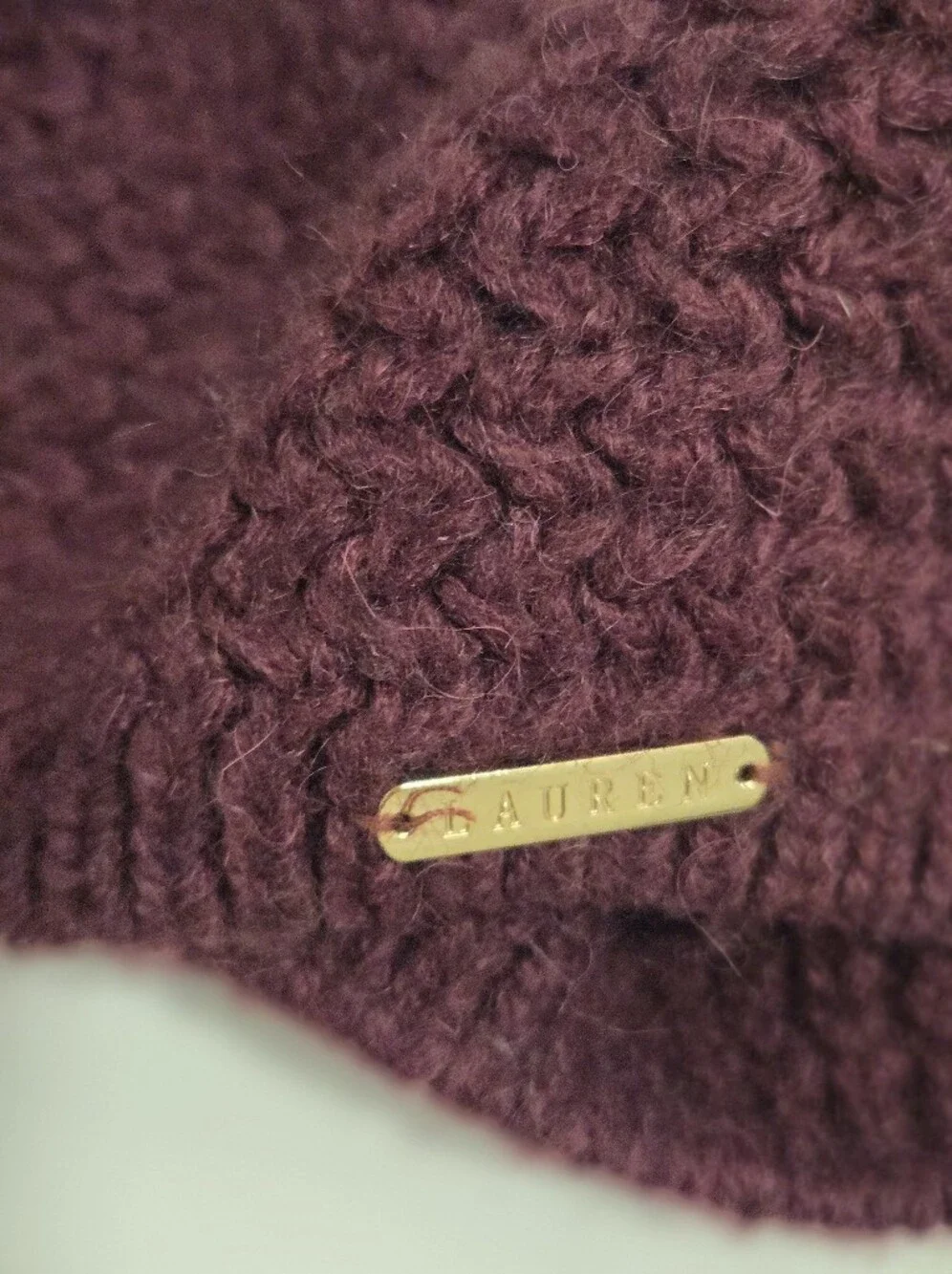 Lauren Ralph Lauren Basket Knit Beret Style Beanie Hat - Vintage, Retro